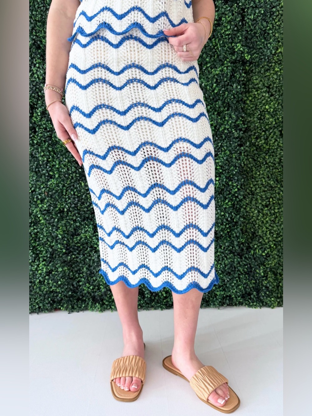 Skies Are Blue Wavy Knit Midi Skirt - NWT